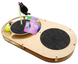 Glory Life игровой комплекс для кошек Овал с шариками, площадкой из ковра, игрушкой на пружине и когтеточкой из ковра