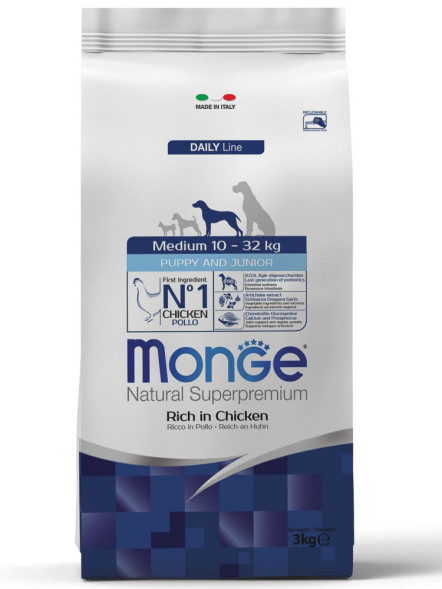 Monge Dog Medium Puppy&amp;amp;Junior сухой корм для щенков средних пород с курицей 3 кг