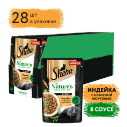 Sheba Natures Collection влажный корм для кошек с индейкой и морковью, в паучах - 75 г х 28 шт