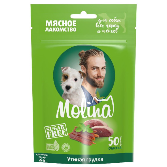 Molina лакомство для собак всех пород и щенков Утиная грудка - 50 г