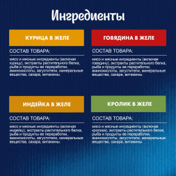 Felix Аппетитные кусочки влажный корм для кошек мультипак с курицей, индейкой, говядиной и кроликом в желе, в паучах - 75 г х 52 шт