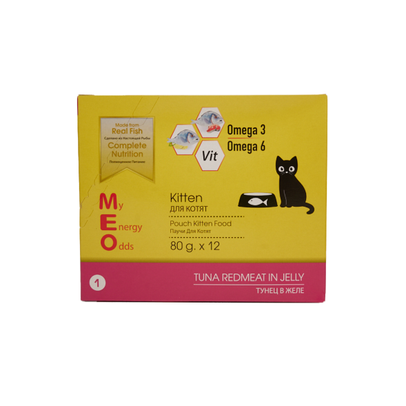 MEO влажный корм для котят с тунцом в желе, в паучах - 80 г х 12 шт