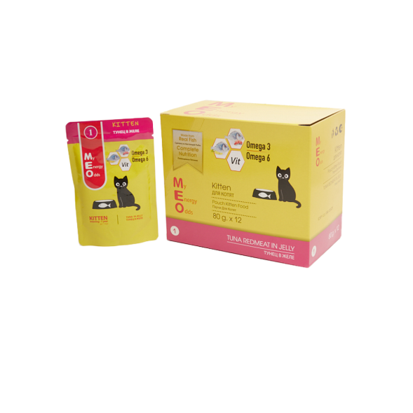 MEO влажный корм для котят с тунцом в желе, в паучах - 80 г х 12 шт