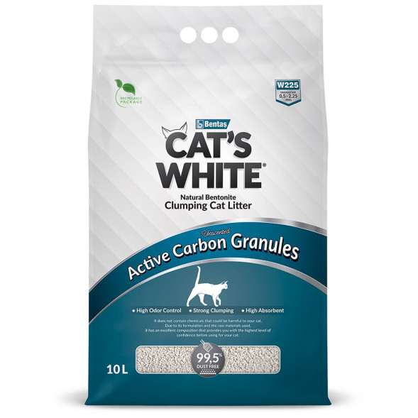 Cats White Active Carbon Granules наполнитель комкующийся для кошачьего туалета с гранулами активированного угля - 10 л