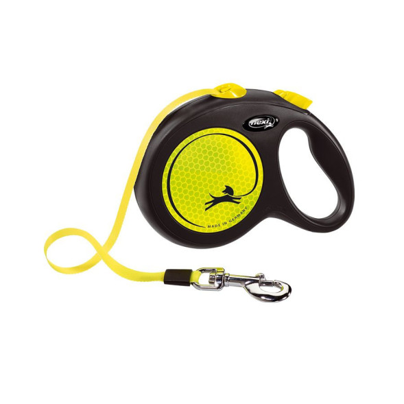 Поводок-рулетка Flexi New Neon L длиной 5 м для собак до 50 кг лента