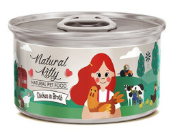 Pettric Natural Kitty влажный корм для взрослых кошек курица в бульоне, в консервах - 80 г х 24 шт