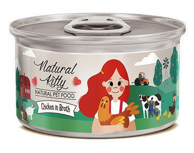 Pettric Natural Kitty влажный корм для взрослых кошек курица в бульоне, в консервах - 80 г х 24 шт