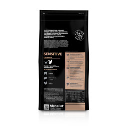 AlphaPet Superpremium сухой полнорационный корм для взрослых кошек и котов с чувствительным пищеварением с ягненком - 3 кг