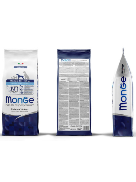 Monge Dog Medium Puppy&amp;amp;Junior сухой корм для щенков средних пород с курицей - 12 кг