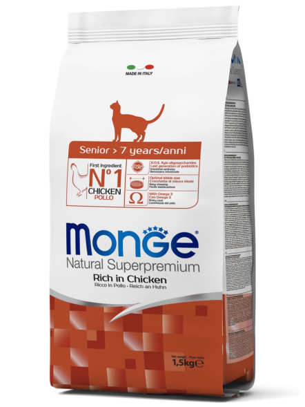 Monge Cat Senior сухой корм для пожилых кошек старше 7 лет 1,5 кг