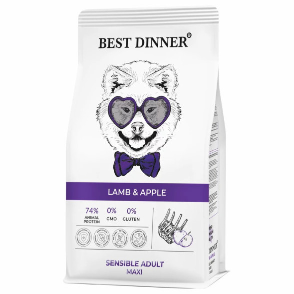 Best Dinner Sensible Adult Maxi Lamb &amp;amp; Apple сухой корм для взрослых собак крупных пород с ягненком и яблоком - 15 кг