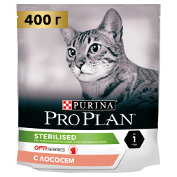 Pro Plan Cat Adult Sterilised Sensitive сухой корм для стерилизованных кошек для поддержания органов чувств с лососем - 400 г
