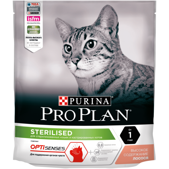 Pro Plan Cat Adult Sterilised Sensitive сухой корм для стерилизованных кошек для поддержания органов чувств с лососем - 400 г