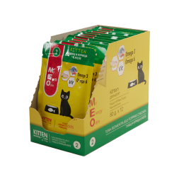 MEO влажный корм для котят с тунцом и курицей в желе, в паучах - 80 г х 12 шт