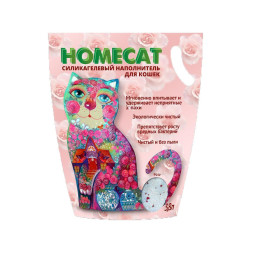 Homecat Роза cиликагелевый впитывающий наполнитель с ароматом розы - 3,8 л