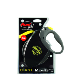 Поводок-рулетка Flexi Giant M длиной 8 м для собак до 25 кг лента чёрная Neon