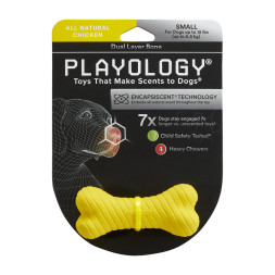 Playology DUAL LAYER BONE двухслойная жевательная косточка для собак с ароматом курицы, маленькая, желтый