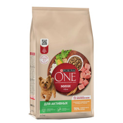 Purina One Мини сухой корм для активных взрослых собак мелких пород, с высоким содержанием курицы и рисом - 7 кг