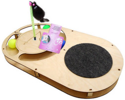 Glory Life игровой комплекс для кошек Овал с шариками, площадкой из ковра и игрушкой на пружине