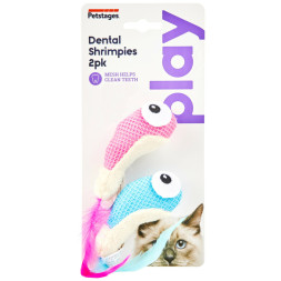 Petstages Dental игрушка для кошек Креветки с кошачьей мятой, 2 шт, 7 см