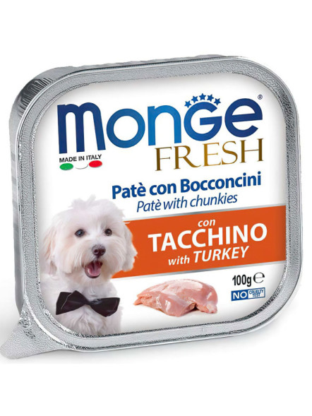 Monge Dog Fresh влажный корм для взрослых собак с индейкой в ламистере 100 г (32 шт в уп)