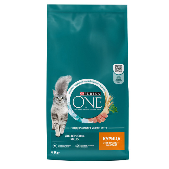Purina One сухой корм для взрослых кошек с курицей - 9,75 кг