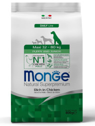 Monge Dog Maxi Puppy &amp;amp; Junior сухой корм для щенков крупных пород с курицей и рисом 800 г