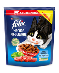 Сухой корм Felix Мясное объедение для взрослых кошек с говядиной - 600 г
