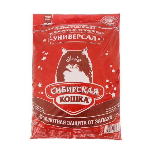 Сибирская Кошка Универсал впитывающий наполнитель для кошачьего туалета (цеолит) - 20 л (11,1 кг)