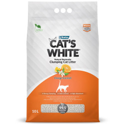 Cats White Orange наполнитель комкующийся для кошачьего туалета с ароматом апельсина - 10 л