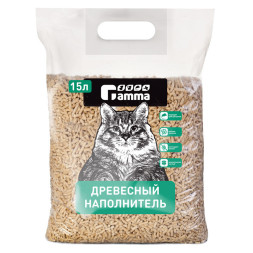 Gamma впитывающий наполнитель для кошачьих туалетов древесный, мелкие гранулы - 7,2 кг (15 л)