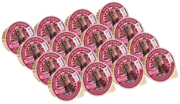 Ем без проблем влажный корм для собак с говядиной и барашком, в ламистерах - 125 г х 16 шт