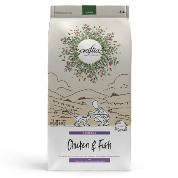 Craftia Harmona сухой корм для взрослых кошек с курицей и рыбой - 1,4 кг
