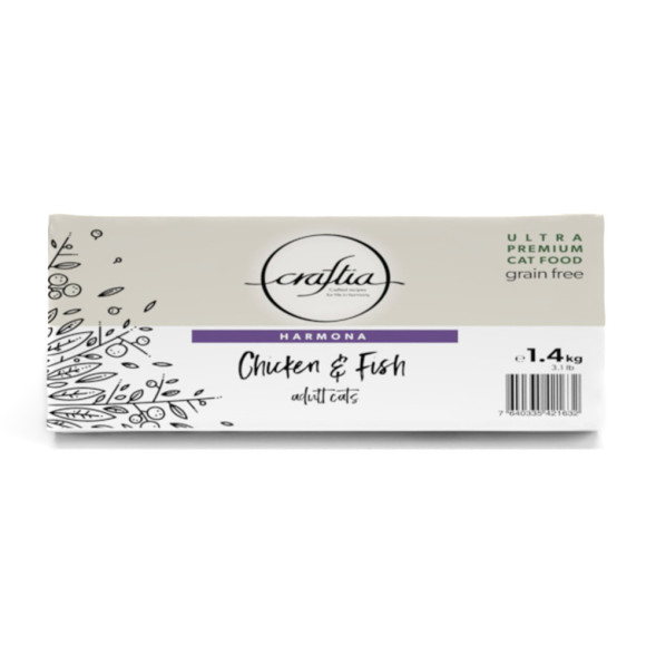 Craftia Harmona сухой корм для взрослых кошек с курицей и рыбой - 1,4 кг