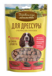Деревенские лакомства Суперфуд для суперсобак дрессировочное лакомство с телятиной и семенами кунжута - 90 г