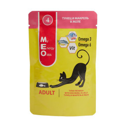 MEO влажный корм для взрослых кошек с тунцом и макрелью в желе, в паучах - 80 г х 12 шт