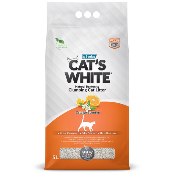 Cats White Orange наполнитель комкующийся для кошачьего туалета с ароматом апельсина - 5 л