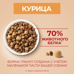 Purina One Мини сухой корм для активных взрослых собак мелких пород, с высоким содержанием курицы и рисом - 3 кг