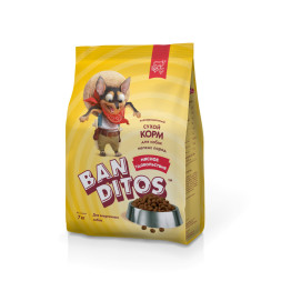 Banditos Мясное Удовольствие сухой корм для взрослых собак мелких пород, с курицей, говядиной и индейкой - 7 кг