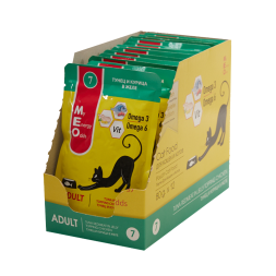 MEO влажный корм для взрослых кошек с тунцом и курицей в желе, в паучах - 80 г х 12 шт