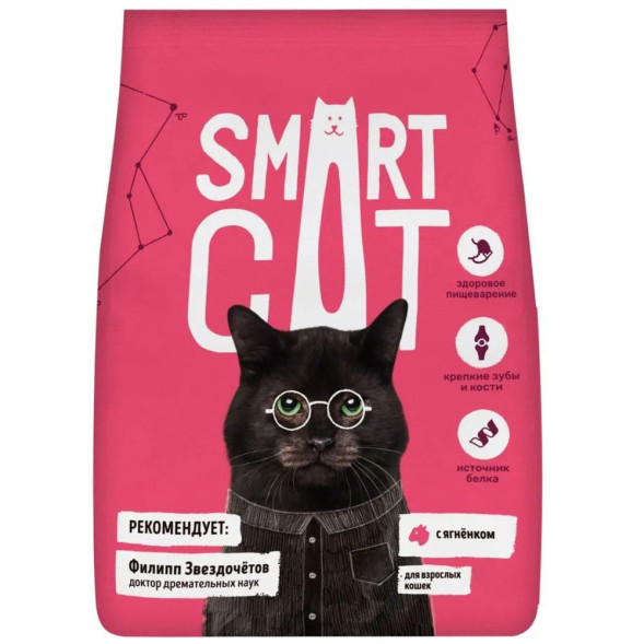Smart Cat сухой корм для взрослых кошек с ягненком -1,4 кг