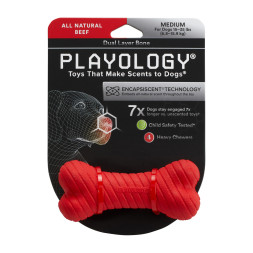Playology DUAL LAYER BONE двухслойная жевательная косточка для собак с ароматом говядины, средняя, красный