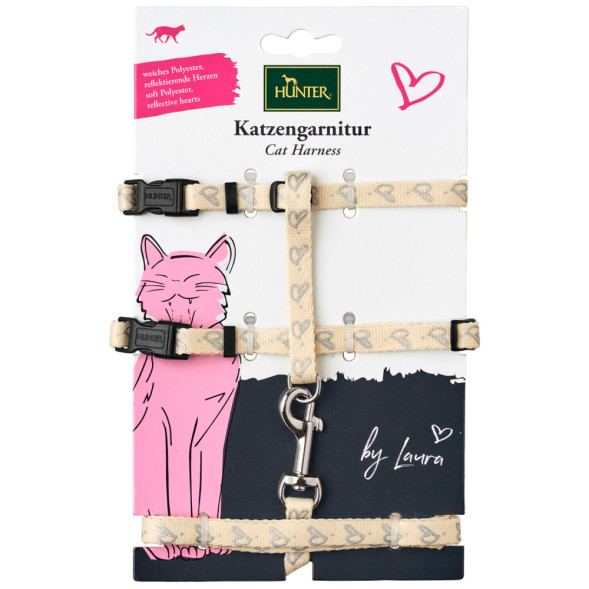 Hunter шлейка для кошек и собак by Laura нейлон кремовая