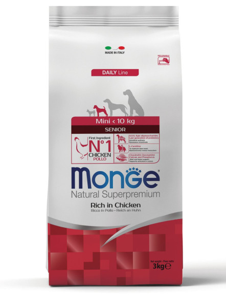 Monge Dog Mini Senior сухой корм для пожилых собак мелких пород с курицей 3 кг