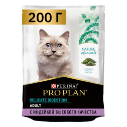 Pro Plan Nature Elements сухой корм для взрослых кошек для здоровья кожи и шерсти с индейкой - 200 г