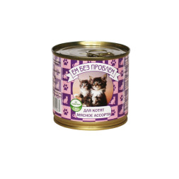 Ем без проблем влажный корм для котят с мясным ассорти, в консервах - 250 г х 15 шт