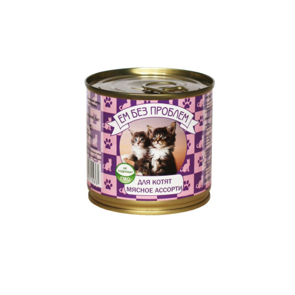 Ем без проблем влажный корм для котят с мясным ассорти, в консервах - 250 г х 15 шт