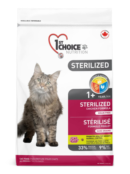 1st Choice Sterilized сухой корм для стерилизованных кошек с курицей и бататом - 10 кг