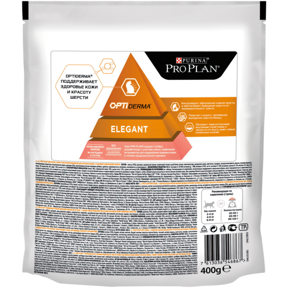 Pro Plan Cat Adult Elegant сухой корм для взрослых кошек для кожи и шерсти с лососем - 400 г