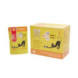 MEO влажный корм для взрослых кошек с тунцом и креветками в желе, в паучах - 80 г х 12 шт